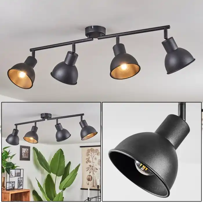Kansela Plafondlamp Zwart, 4-lichts Beperkte Voorraad