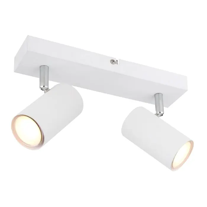 Laatste Versie Globo ROBBY Plafondlamp Chroom, Wit, 2-lichts