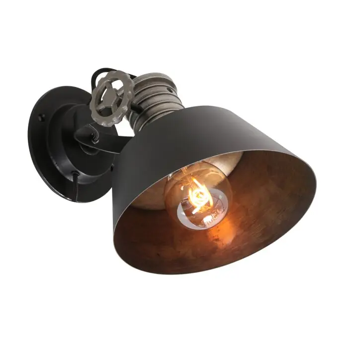 Seizoensaanbieding Steinhauer Sprocket Muurlamp Zwart, 1-licht
