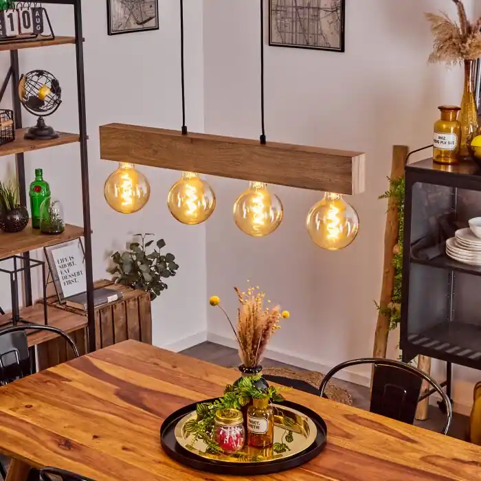 Populair Heimola Hanglamp Bruin, houtlook, Zwart, 4-lichts