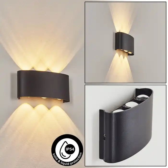 Gratis Retour Glencoe Buiten muurverlichting LED Zwart, 6-lichts