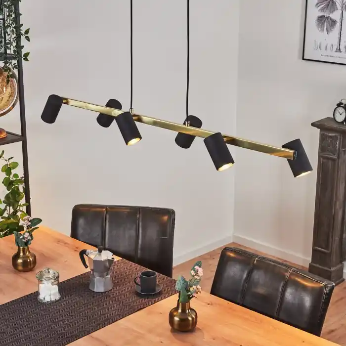 Populair Zuoz Hanglamp Messing, Zwart, 6-lichts