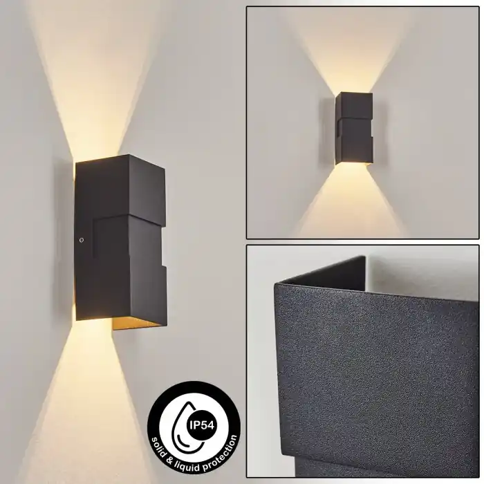 Actieprijs Coorabie Buiten muurverlichting LED Zwart, 2-lichts