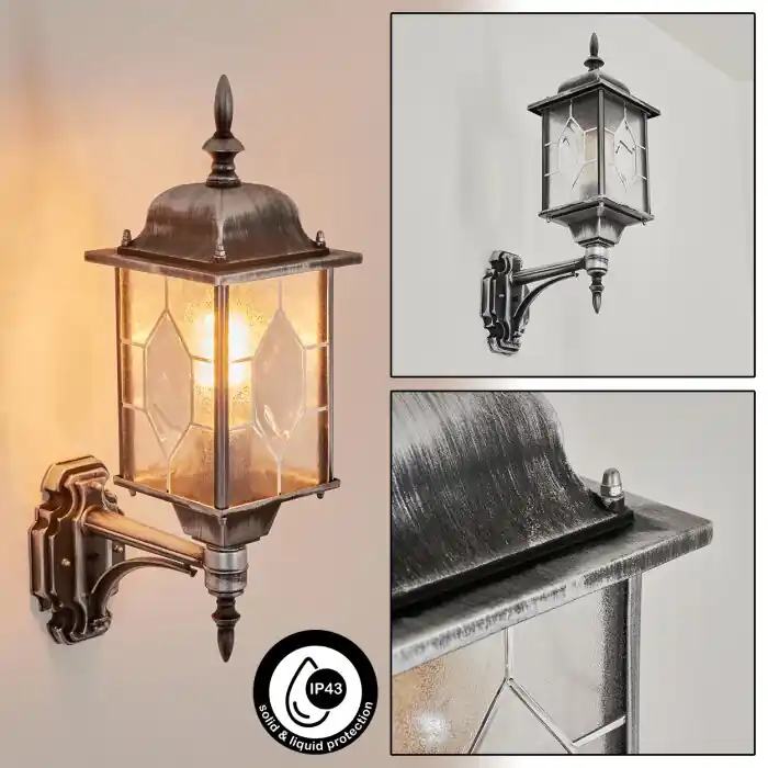 Talca Buiten muurverlichting Zwart, Zilver, 1-licht Premium