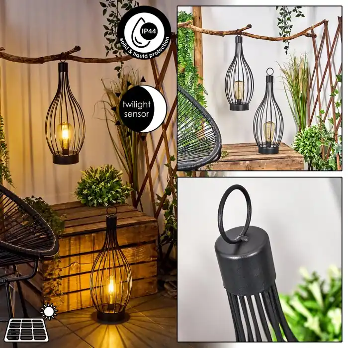 Direct Verzonden Quillagua Tafellamp op zonne-energie Set LED Zwart, 1-licht