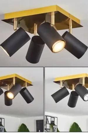 Zuoz Plafondlamp Messing, Zwart, 4-lichts Betaalbaar