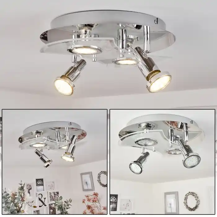 Premium Morges Plafondlamp LED Chroom, Wit, 4-lichts