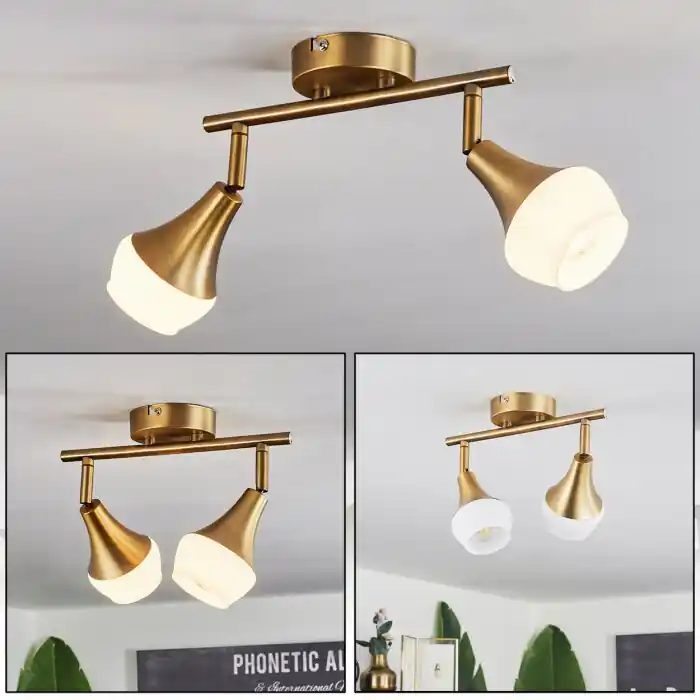 Direct Verzonden Venizy Plafondlamp Oud messing, 2-lichts
