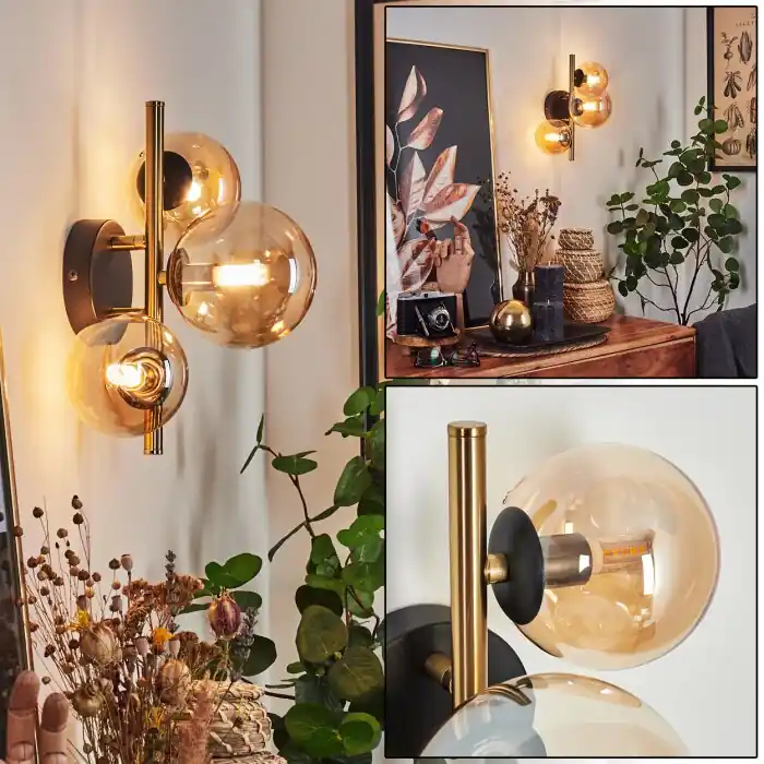 Chehalis Muurlamp LED Messing, Zwart, 3-lichts Uitverkoop