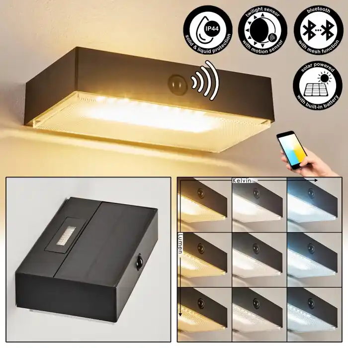 Dagaanbieding Seilhac Solarlamp LED Zwart, 1-licht, Bewegingsmelder
