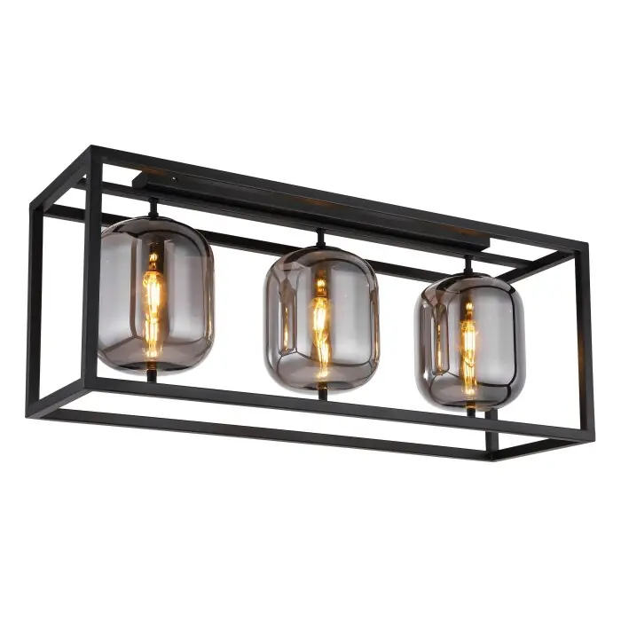Laatste Kans Globo BLACKY Plafondlamp Zwart, 3-lichts