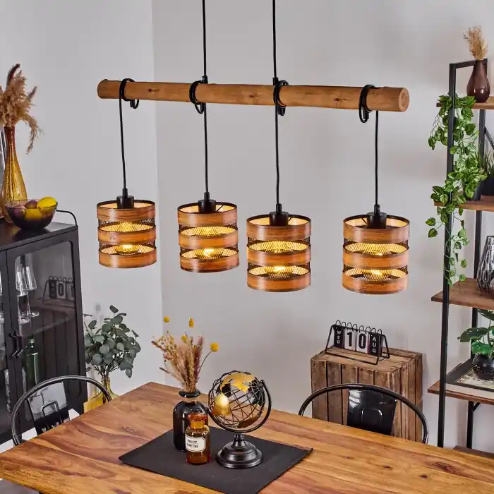 Merkproduct Anthe Hanglamp Natuurlijke kleuren, Zwart, 4-lichts