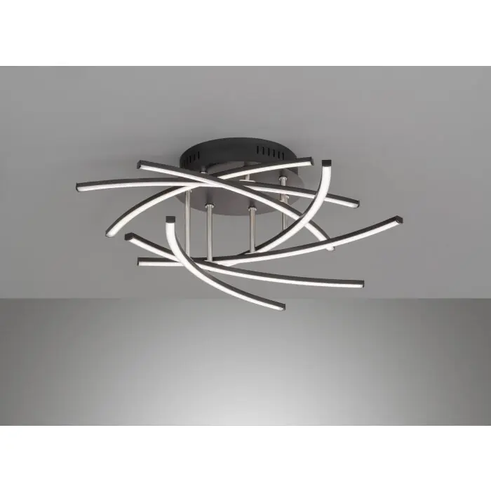 Fischer & Honsel Cross TW Plafondlamp LED Zwart, 7-lichts, Afstandsbediening Hete Deal