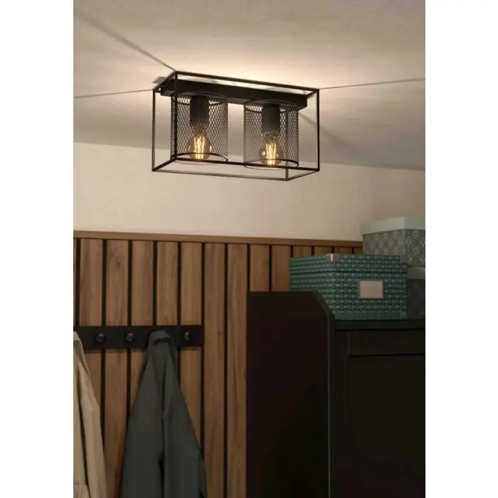 Eglo CATTERICK Plafondlamp Zwart, 2-lichts Lage Kosten