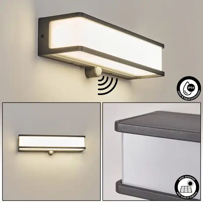 Favoriet Burseryd Solarlamp LED Antraciet, 1-licht, Bewegingsmelder