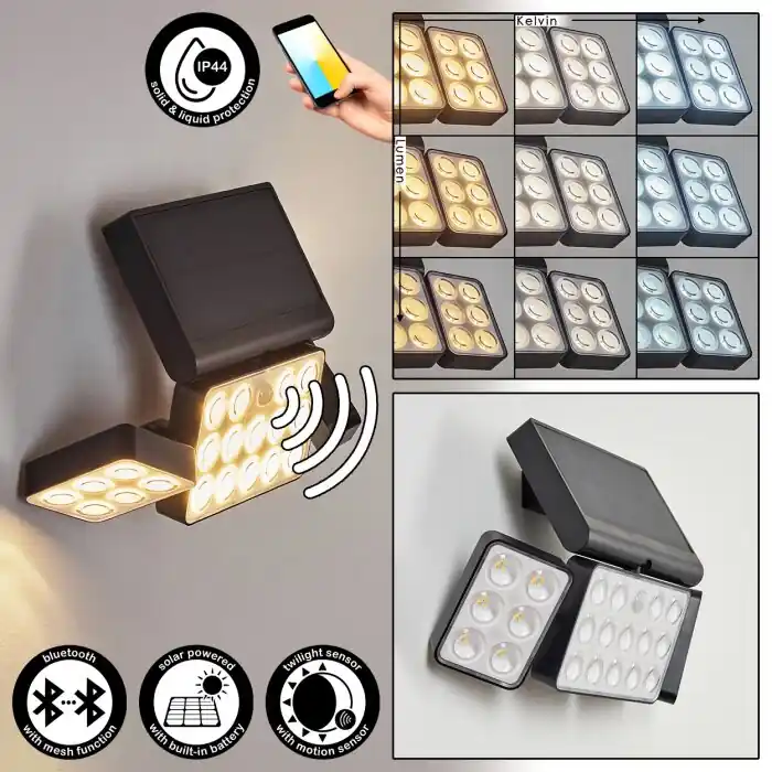 Estampes Solarlamp LED Antraciet, 1-licht, Bewegingsmelder Dagaanbieding