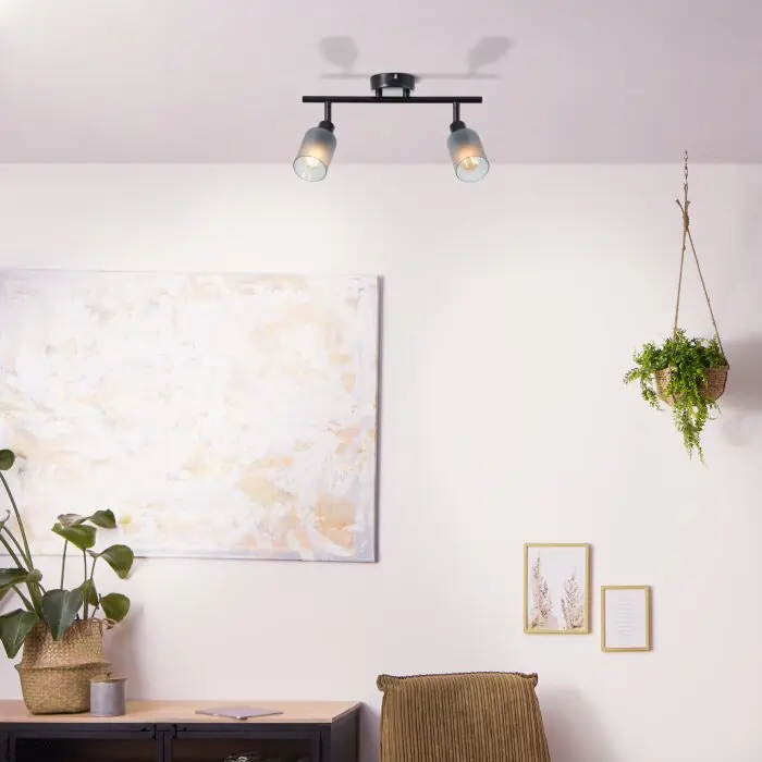 Seizoensaanbieding Brilliant Loralie Plafondlamp Zwart, 2-lichts