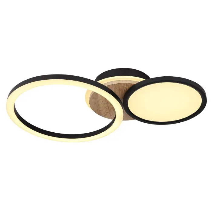 Globo SID Plafondlamp LED houtlook, Zwart, 1-licht Koop Online