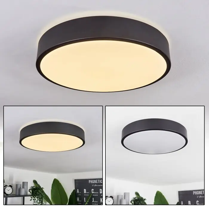 Samaira Plafondlamp LED Zwart, Wit, 1-licht Hoge Kwaliteit