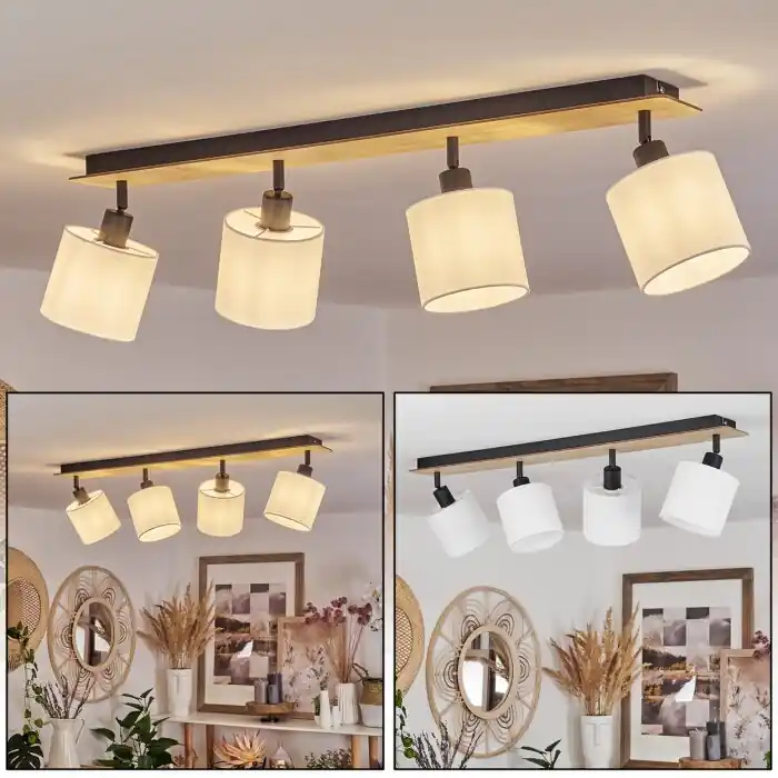 Superprijs Alsen Plafondlamp Hout licht, Zwart, 4-lichts