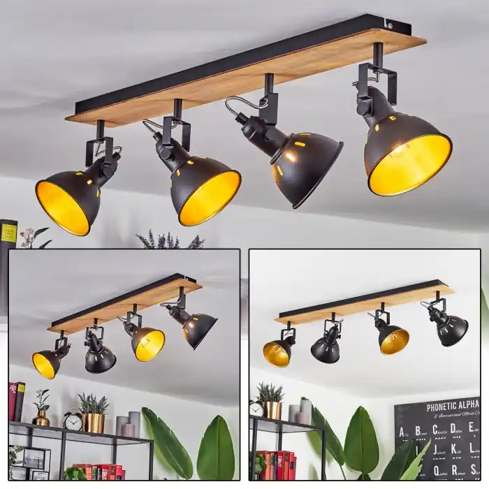 Tina Plafondlamp Chroom, Natuurlijke kleuren, Zwart, 4-lichts Lage Kosten