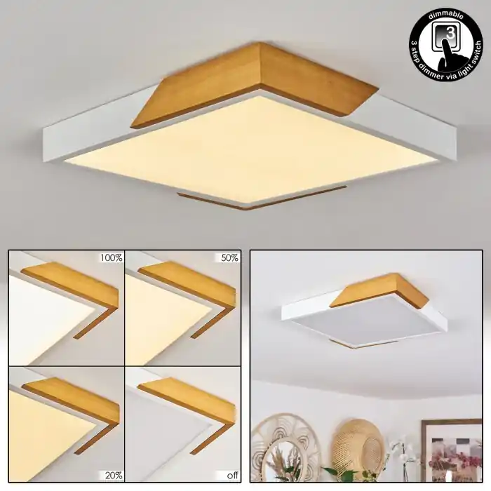 Pontchardon Plafondlamp LED Natuurlijke kleuren, Wit, 1-licht Direct Beschikbaar