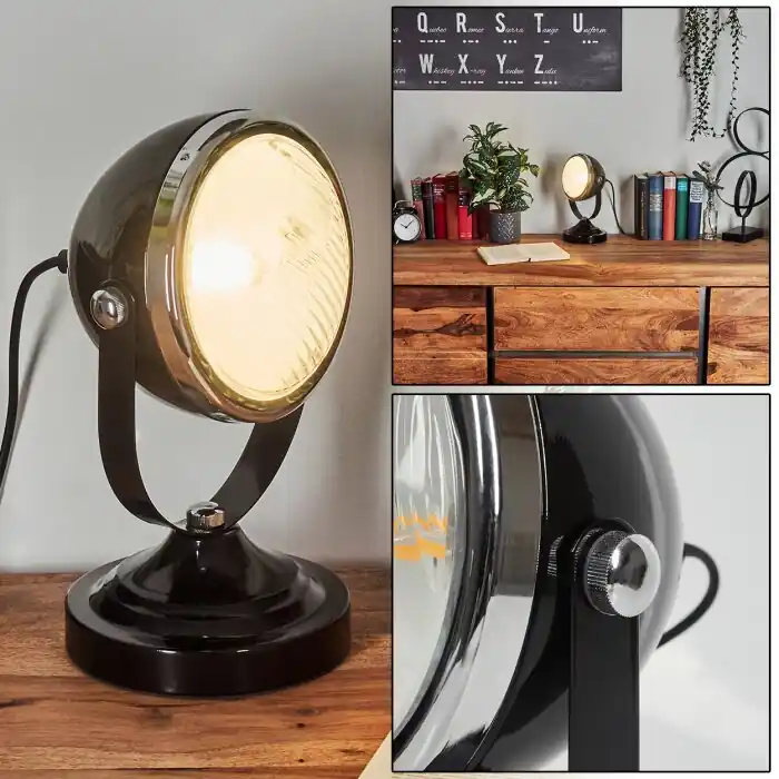 Betrouwbaar Foverup Tafellamp Chroom, Nikkel mat, Zwart, 1-licht