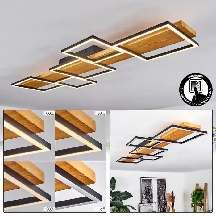 Pompu Plafondlamp LED Natuurlijke kleuren, Zwart, 1-licht Finale Uitverkoop