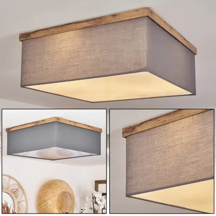 Lure Plafondlamp Bruin, houtlook, Zwart, 3-lichts Aanbieding