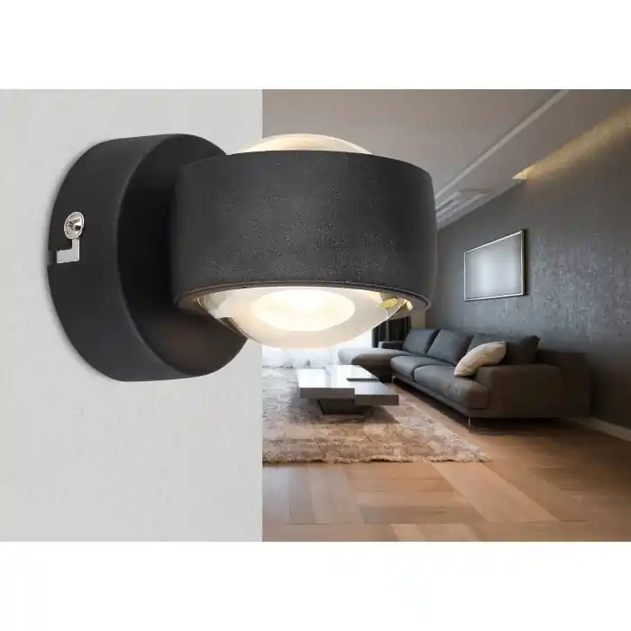 Globo RANDI Muurlamp LED Zwart, 2-lichts Direct Verzonden