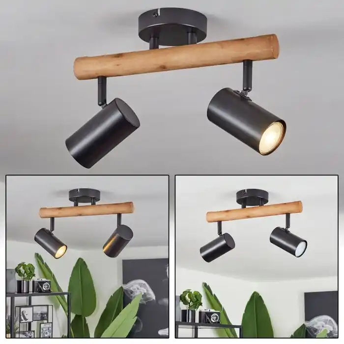 Arbrentin Plafondlamp Natuurlijke kleuren, Zwart, 2-lichts Tijdelijk Beschikbaar