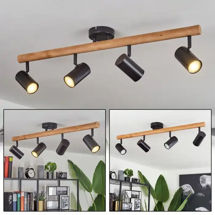 Shop Nu Arbrentin Plafondlamp Natuurlijke kleuren, Zwart, 4-lichts