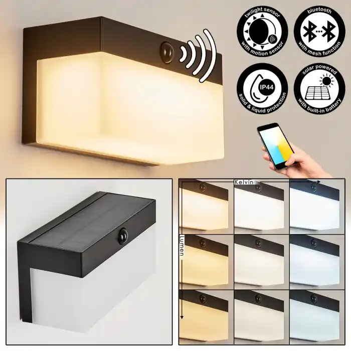 Beperkte Voorraad Malalhue Solarlamp LED Zwart, 1-licht, Bewegingsmelder