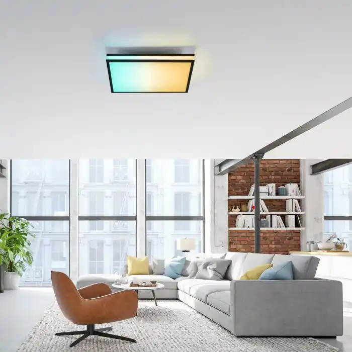 Korting Leuchten-Direkt MARIO BLACK Plafondlamp LED Zwart, 1-licht, Afstandsbediening, Kleurwisselaar