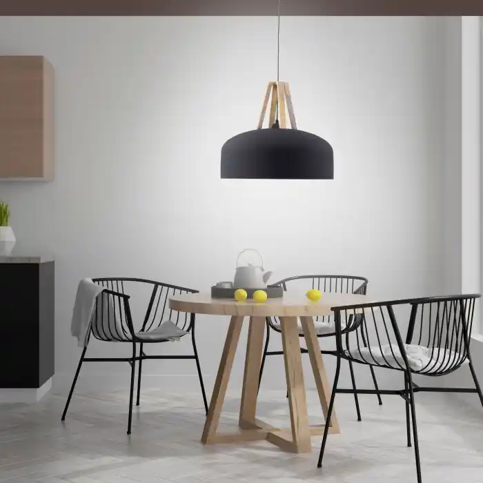 Leuchten-Direkt HAREA Hanger Natuurlijke kleuren, Zwart, 1-licht Premium