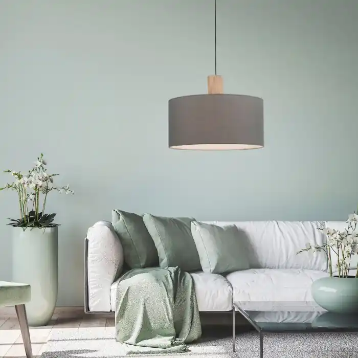 Leuchten-Direkt LINEN Hanger Natuurlijke kleuren, Zwart, 1-licht Tijdelijk Beschikbaar