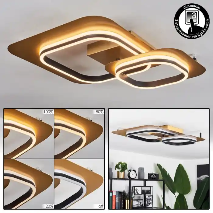 Huallilemu Plafondlamp LED Goud, Zwart, 1-licht Meest Verkocht