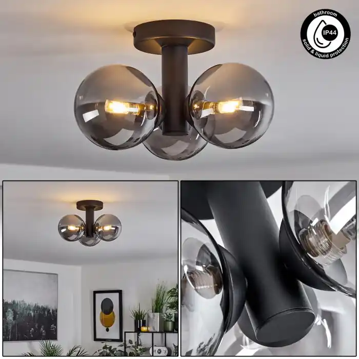 Veilige Betaling Cebola Plafondlamp Zwart, 3-lichts