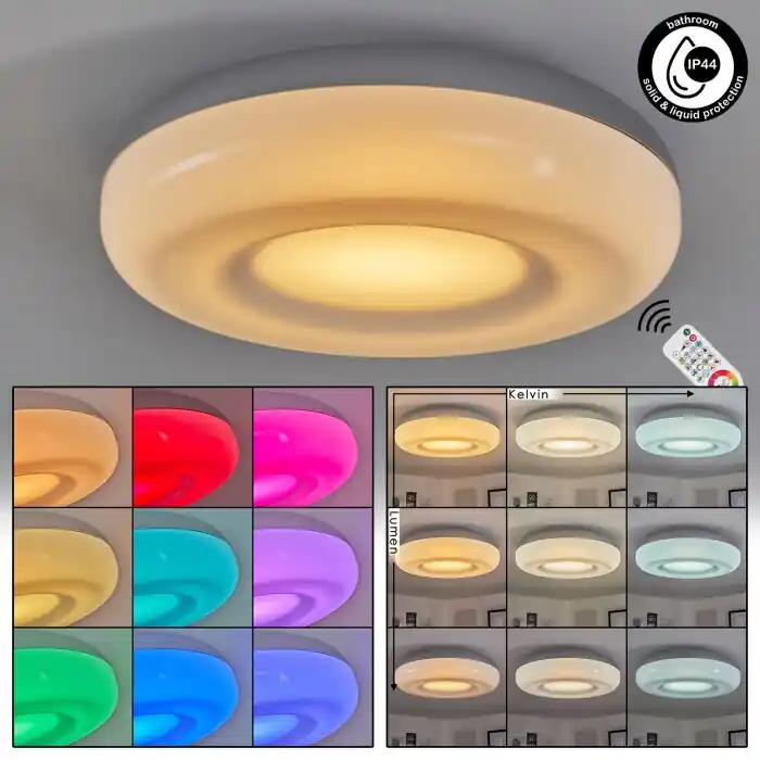 Monfebres Plafondlamp LED Zilver, Wit, 1-licht, Afstandsbediening, Kleurwisselaar Weekendaanbieding