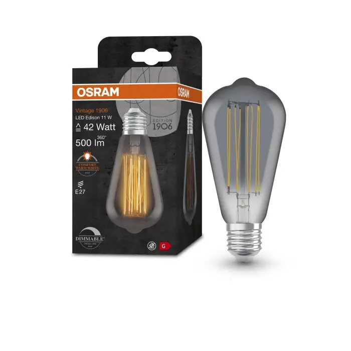 Bestel Nu OSRAM Vintage 1906® LED E27 11 Watt 1800 Kelvin 500 Lumen