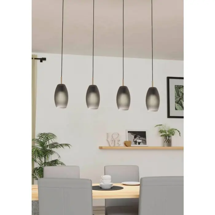Eglo BATISTA Hanger Messing, Zwart, 4-lichts Koopje