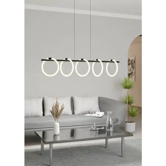 Eglo CARANACOA Hanger LED Zwart, 5-lichts Dagaanbieding