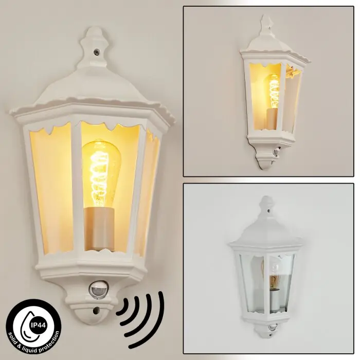 Actieprijs Hongkong Buiten muurverlichting Wit, 1-licht, Bewegingsmelder