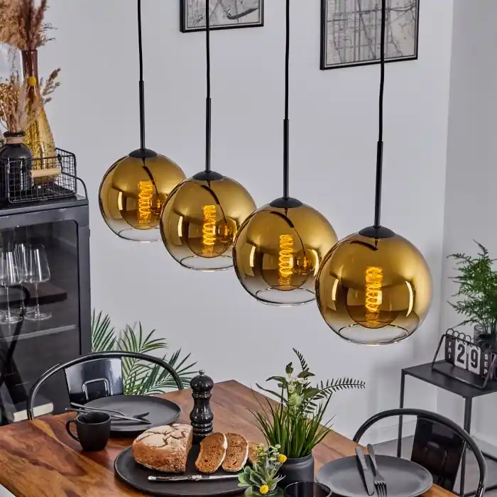 Koyoto Plafondlamp Glas 20 cm Goud, Duidelijk, 4-lichts Fabrieksprijs