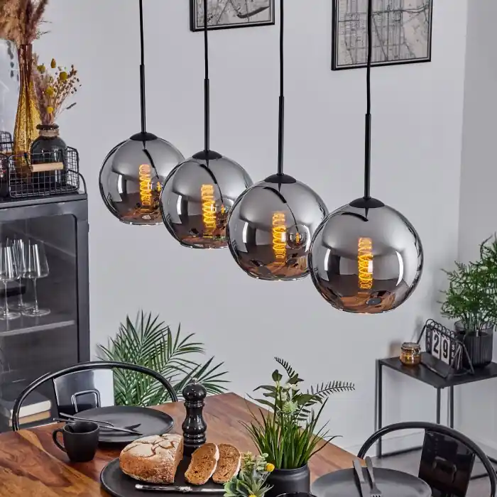 Veilige Betaling Koyoto Plafondlamp Glas 20 cm Chroom, Rookkleurig, 4-lichts