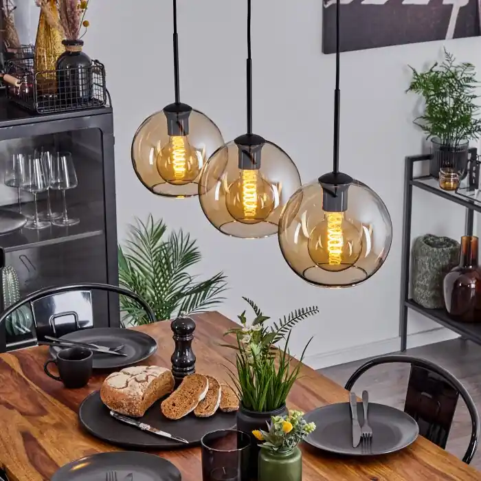 Koyoto Plafondlamp Glas 20 cm Amber, 3-lichts Koop Vandaag