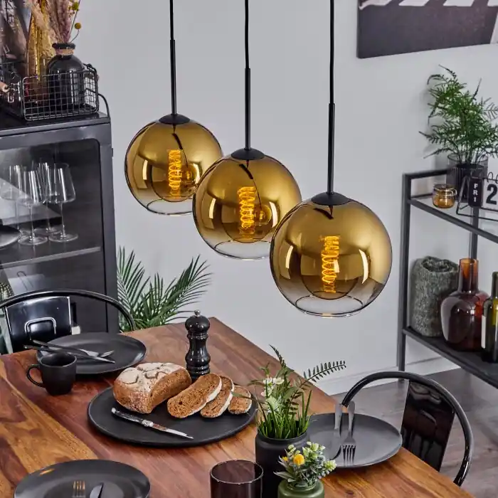 Koyoto Plafondlamp Glas 20 cm Goud, Duidelijk, 3-lichts Fabrieksprijs
