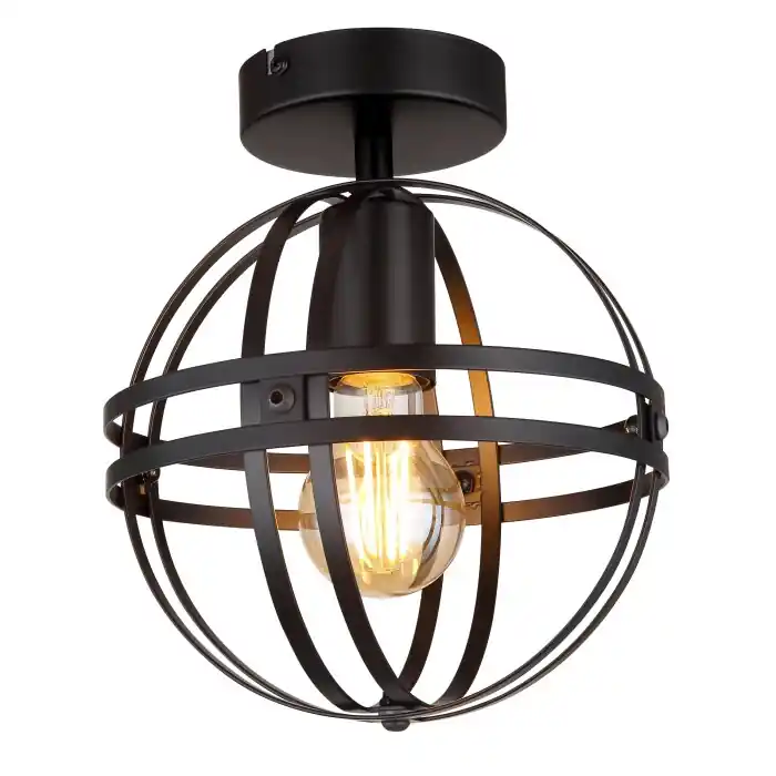 Korting Globo TAMARA Plafondlamp Zwart, 1-licht