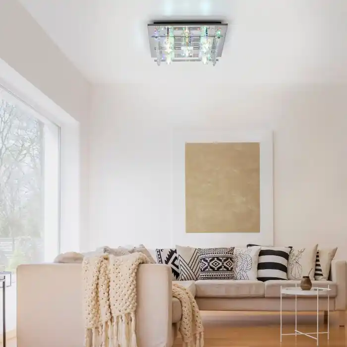 Gratis Retour Leuchten-Direkt KEMAL2.0 Plafondlamp LED Staal geborsteld, 68-lichts, Afstandsbediening, Kleurwisselaar