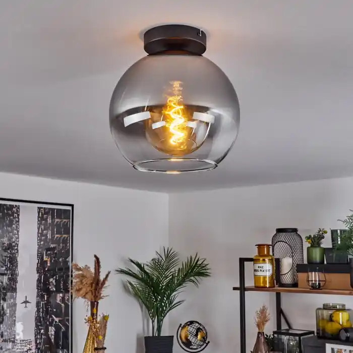 Koyoto Plafondlamp Glas 25 cm Duidelijk, Rookkleurig, 1-licht Laatste Kans